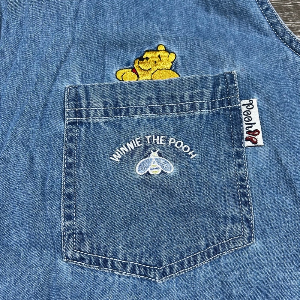VTG Y2k Disney Winnie the Pooh Denim Sleeveless Shirt Top Woman 26 28W Blue - Picture 2 of 7
